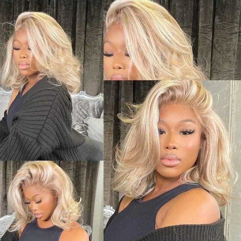 Stand out with our Blonde Highlight P10/613 Body Wave Colored Lace Frontal Wig, made from 100% human hair. Featuring a blend of blonde highlights and soft, flowing body waves, this wig offers a natural look with a lace frontal that seamlessly blends with your scalp for a flawless, colorful style.