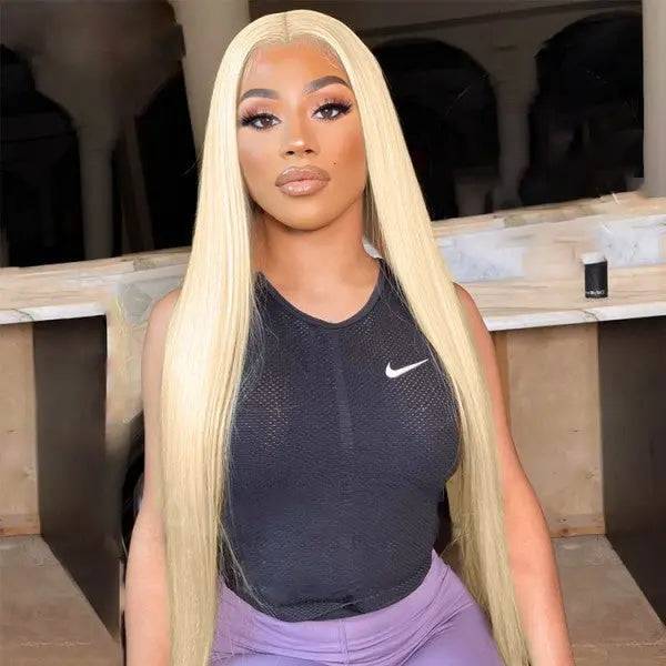 Go for a sleek, effortless look with our 613 Blonde Straight Glueless HD Lace Closure Wear & Go Wig. Made from 100% human hair, it features a vibrant blonde color with straight, smooth strands. The HD lace closure provides a seamless, natural hairline, and the glueless design ensures easy wear and comfort.