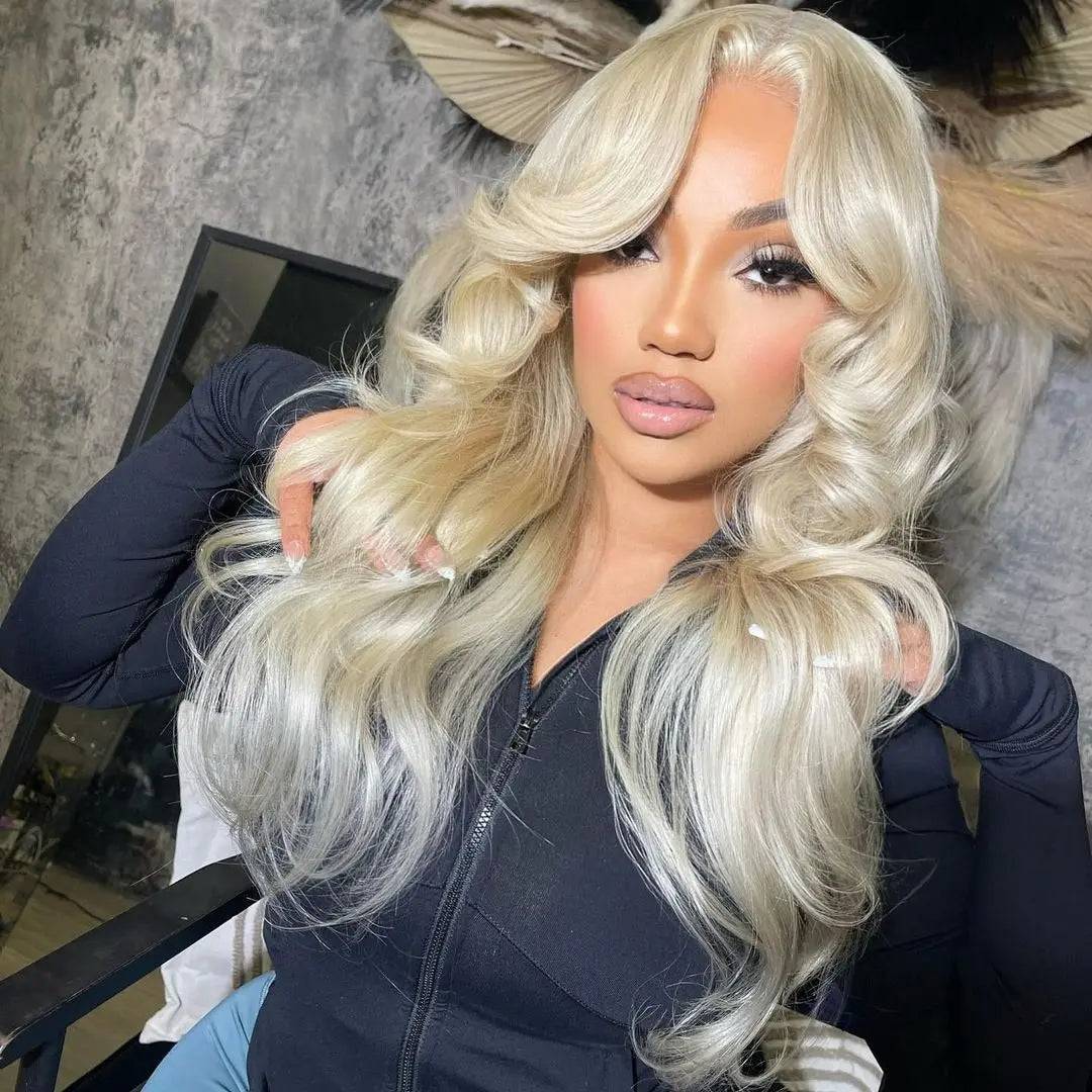 Achieve a charming look with our Blonde Body Wave HD Lace Wig, crafted from 100% human hair. Featuring soft, flowing body waves in a gorgeous blonde shade, it offers a natural, undetectable look with HD lace that blends seamlessly into your scalp for a flawless, elegant finish.