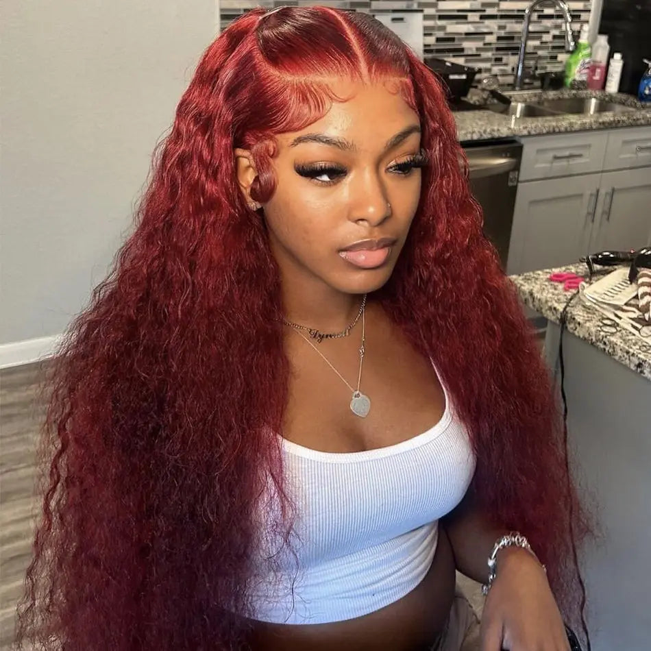 Stand out with BU HAIR's Burgundy Brazilian Jerry Curly Wig, made from 100% human hair. Featuring vibrant burgundy hues and bouncy, defined curls, this wig offers a natural look with soft, manageable texture for a bold, eye-catching style.