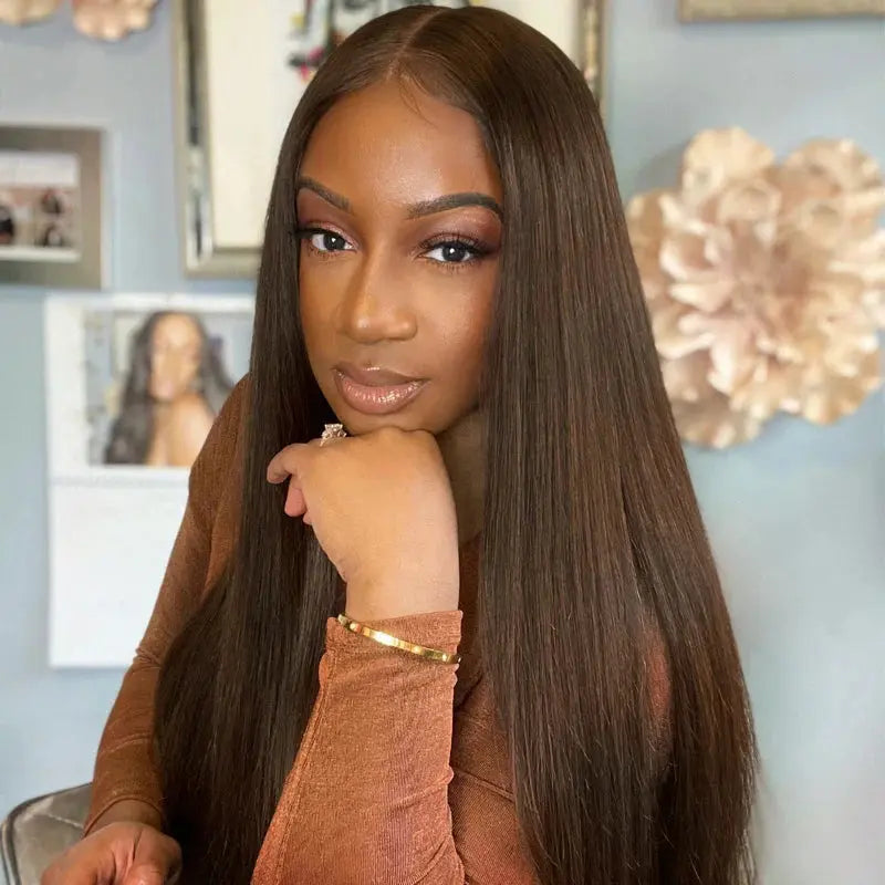 Chocolate Brown Straight Glueless HD Pre-Plucked Closure Wig BU HAIR LLC