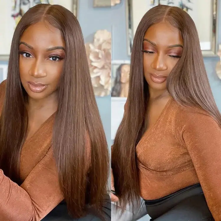Chocolate Brown Straight Glueless HD Pre-Plucked Closure Wig BU HAIR LLC