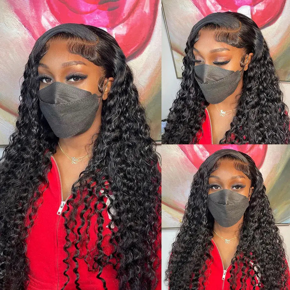 Deep Curly 13x4 Transparent Lace Frontal Wig Unprocessed Virgin Hair BU HAIR LLC