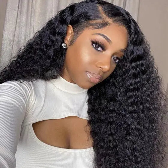 Deep Curly 13x4 Transparent Lace Frontal Wig Unprocessed Virgin Hair BU HAIR LLC