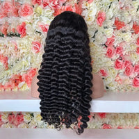 Glueless Loose Deep Wave PRE-ALL HD 6*4.5 Wear & Go wig with natural black 100% human hair, featuring voluminous deep waves and 180% density.