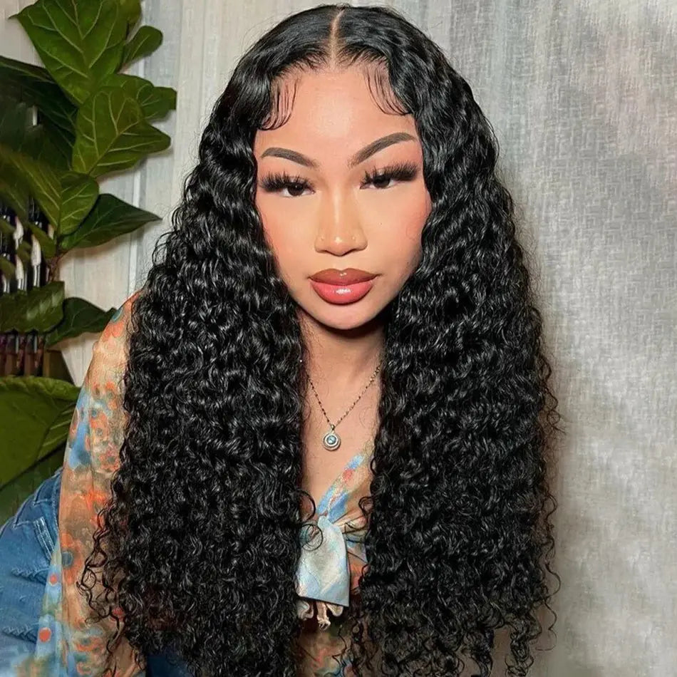 Glueless Undetectable Pre-Plucked HD Lace Closure Wig with Jerry Curly texture, made from 100% human hair. Features soft, defined curls, an HD lace closure for a natural hairline, and a secure, glueless fit for easy wear.