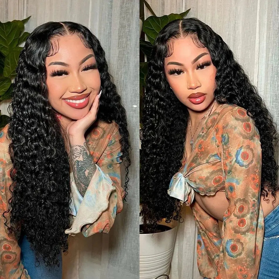 Glueless Undetectable Pre-Plucked HD Lace Closure Wig with Jerry Curly texture, made from 100% human hair. Features soft, defined curls, an HD lace closure for a natural hairline, and a secure, glueless fit for easy wear.