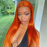 Orange Straight 13*4 Pre-Plucked Transparent Lace Frontal Wig BU HAIR LLC