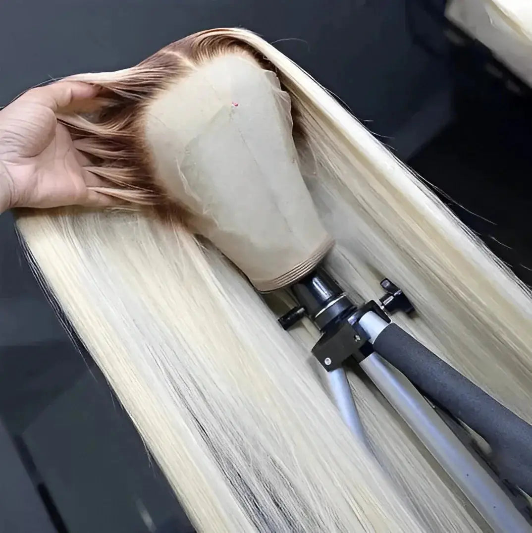 T12/613 Blonde Virgin Hair Straight Lace Frontal Human Hair Wig BU HAIR LLC