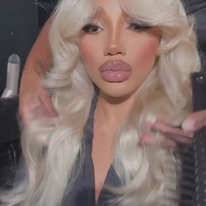 Achieve a charming look with our Blonde Body Wave HD Lace Wig, crafted from 100% human hair. Featuring soft, flowing body waves in a gorgeous blonde shade, it offers a natural, undetectable look with HD lace that blends seamlessly into your scalp for a flawless, elegant finish.