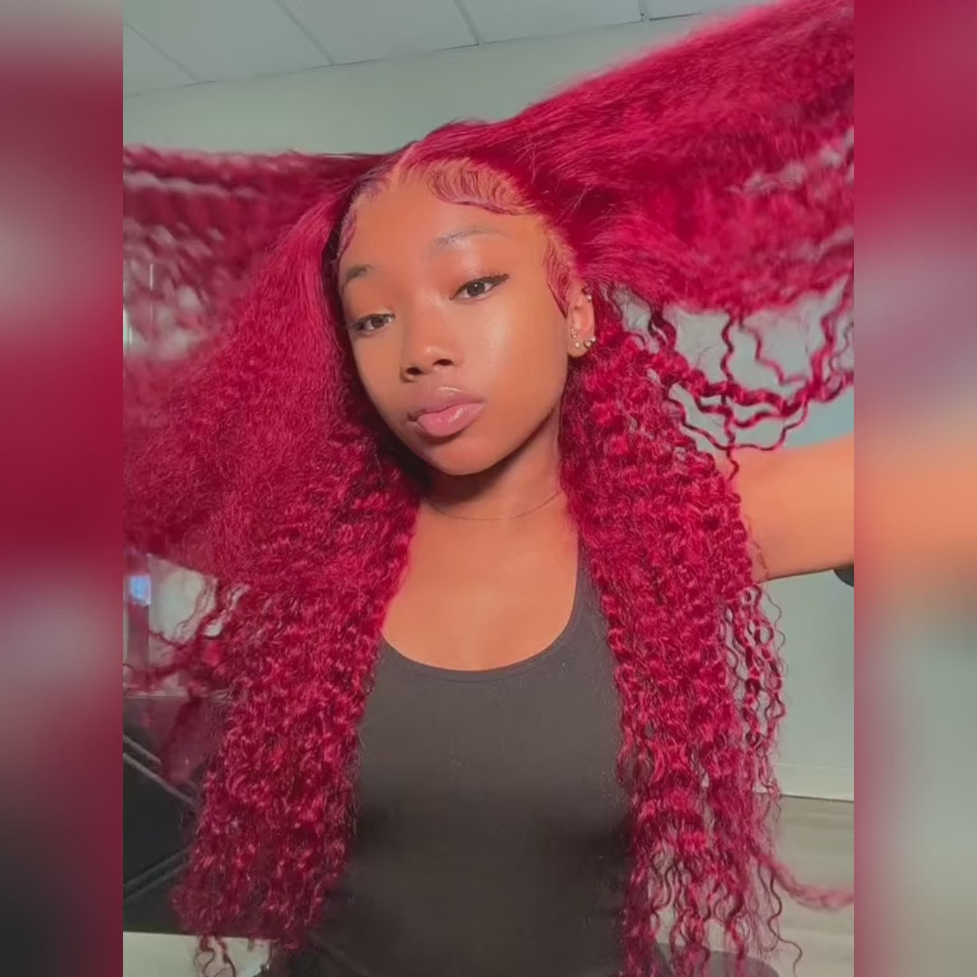 Stand out with BU HAIR's Burgundy Brazilian Jerry Curly Wig, made from 100% human hair. Featuring vibrant burgundy hues and bouncy, defined curls, this wig offers a natural look with soft, manageable texture for a bold, eye-catching style.